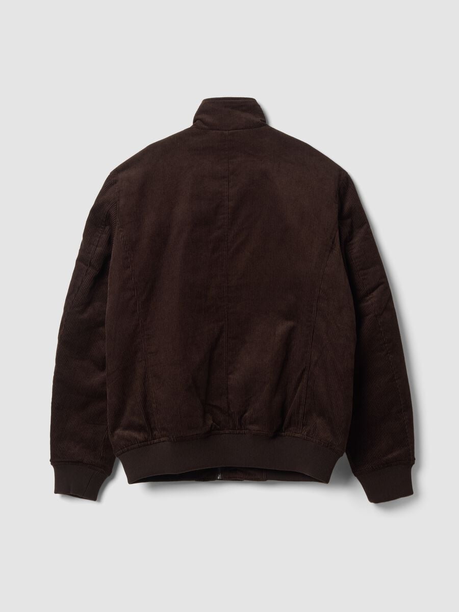Bomber marrone in puro cotone imbottito regular fit a coste_2