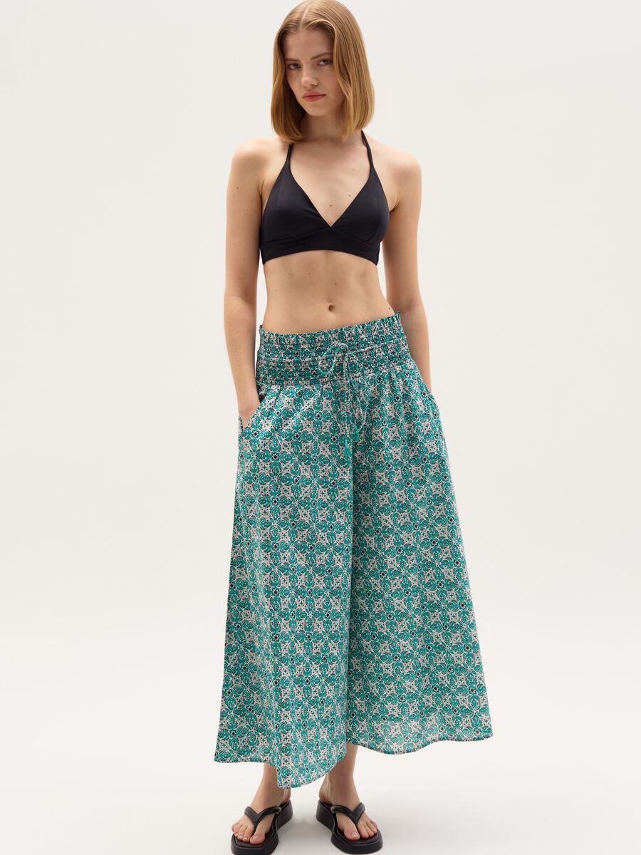 Midi skirt with drawstring and print_0