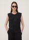 Black sleeveless pleated-texture blouse, regular fit_0