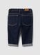 Jeans denim blu scuro in cotone elasticizzato con risvolto per bimbo_1
