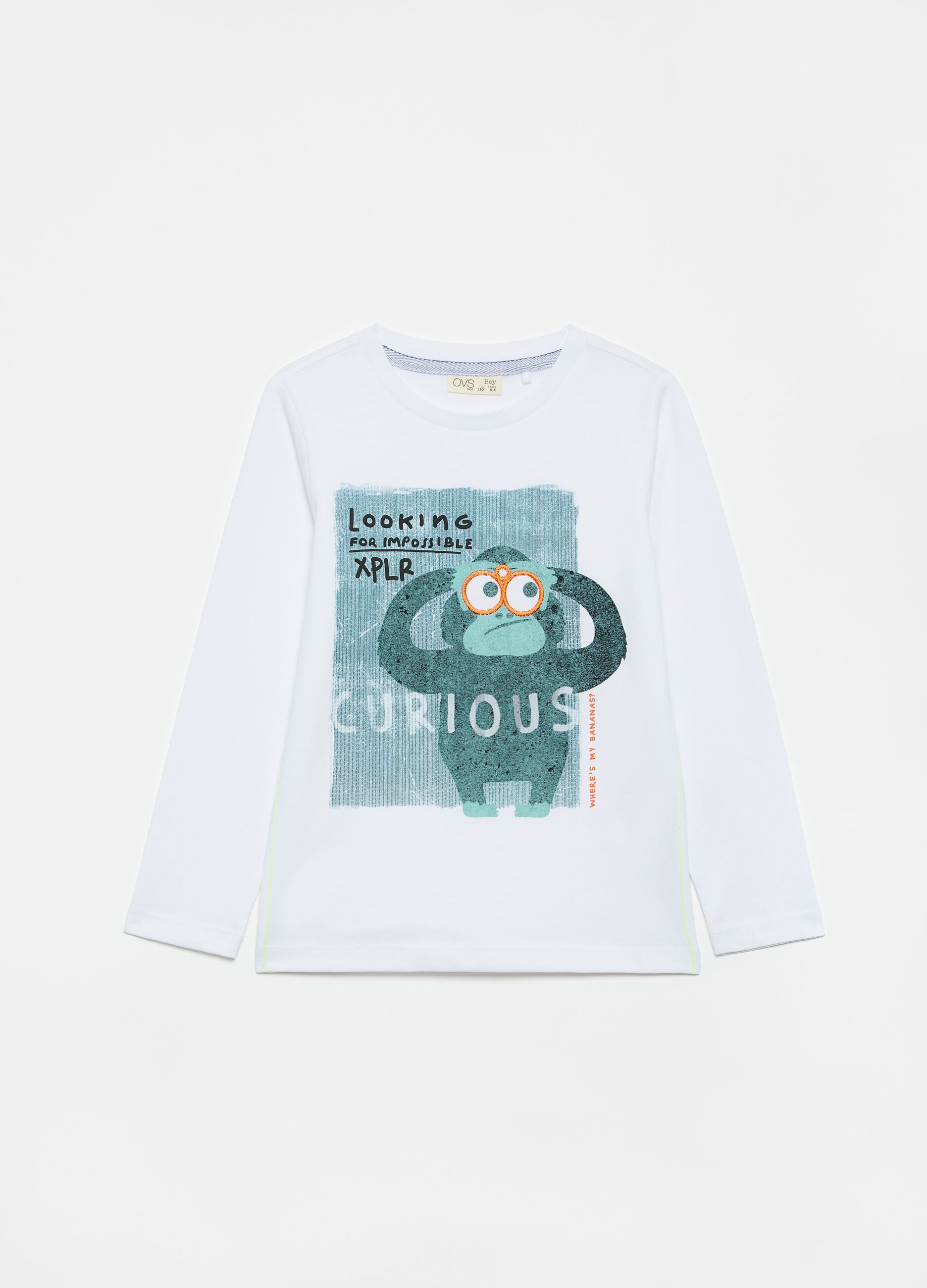 100% cotton T-shirt with monkey print