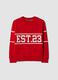 Maglione rosso in misto cotone jacquard girocollo_3