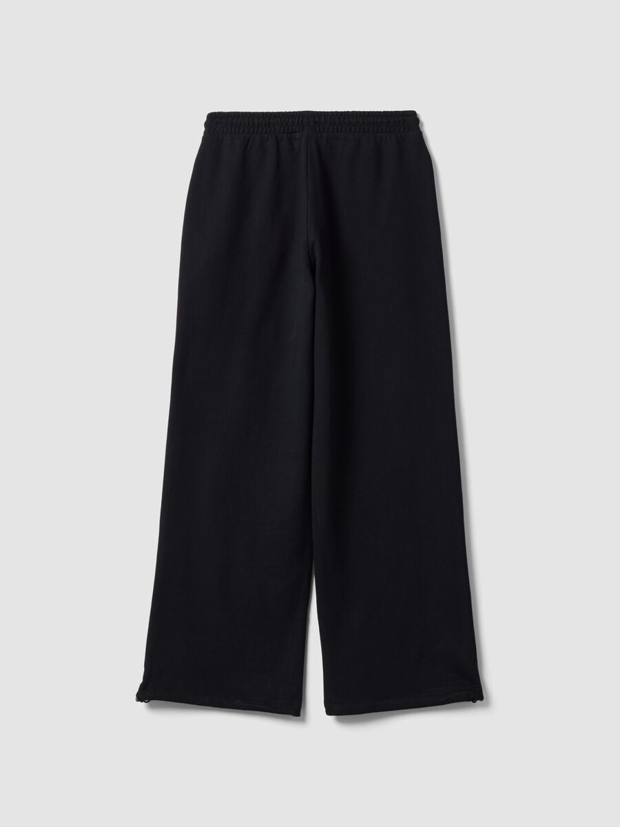 Schwarze Jogger aus reiner Baumwolle mit elastischem Bund, Oversize-Fit_2