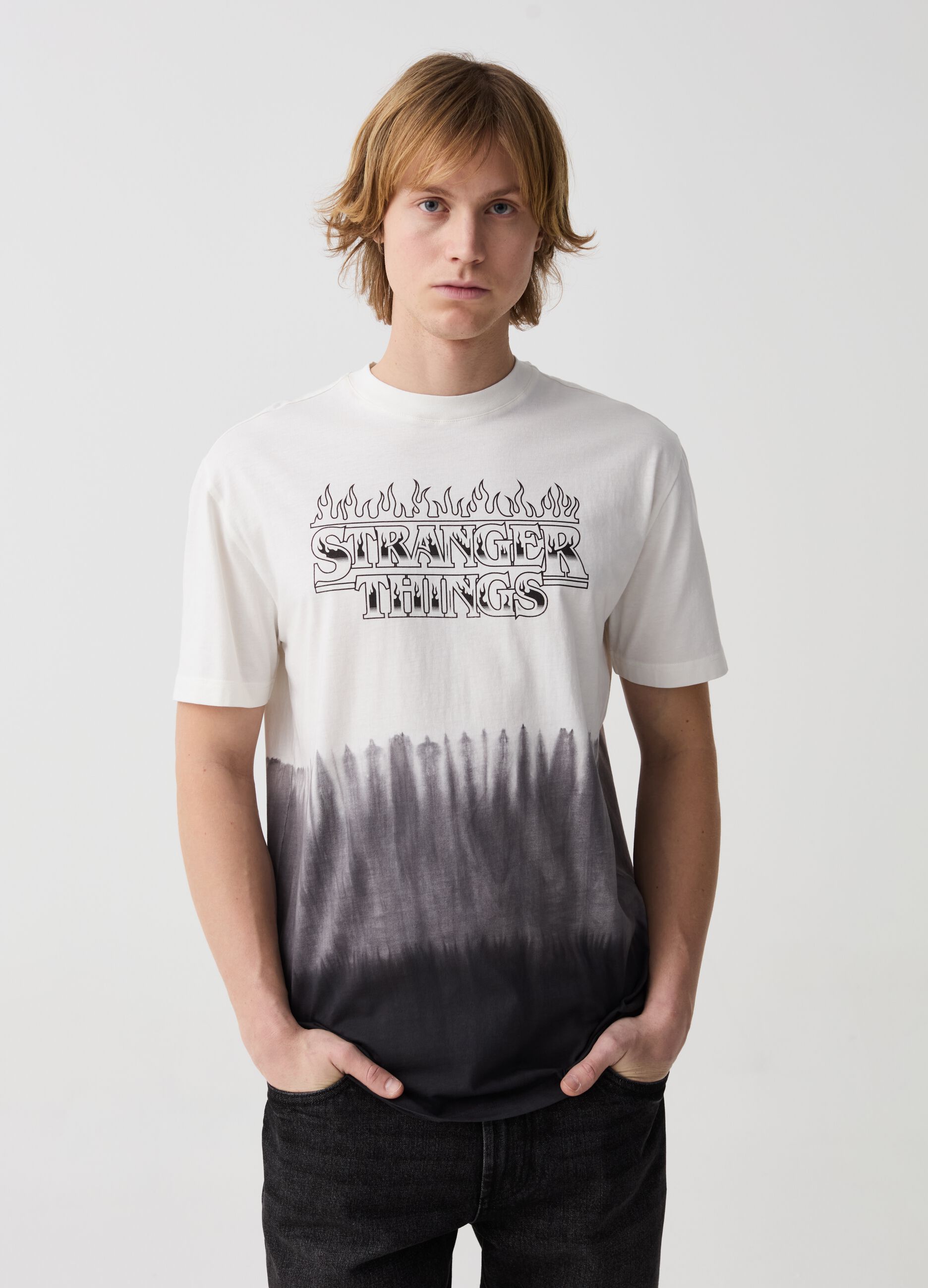 Tie-dye T-shirt with Stranger Things print