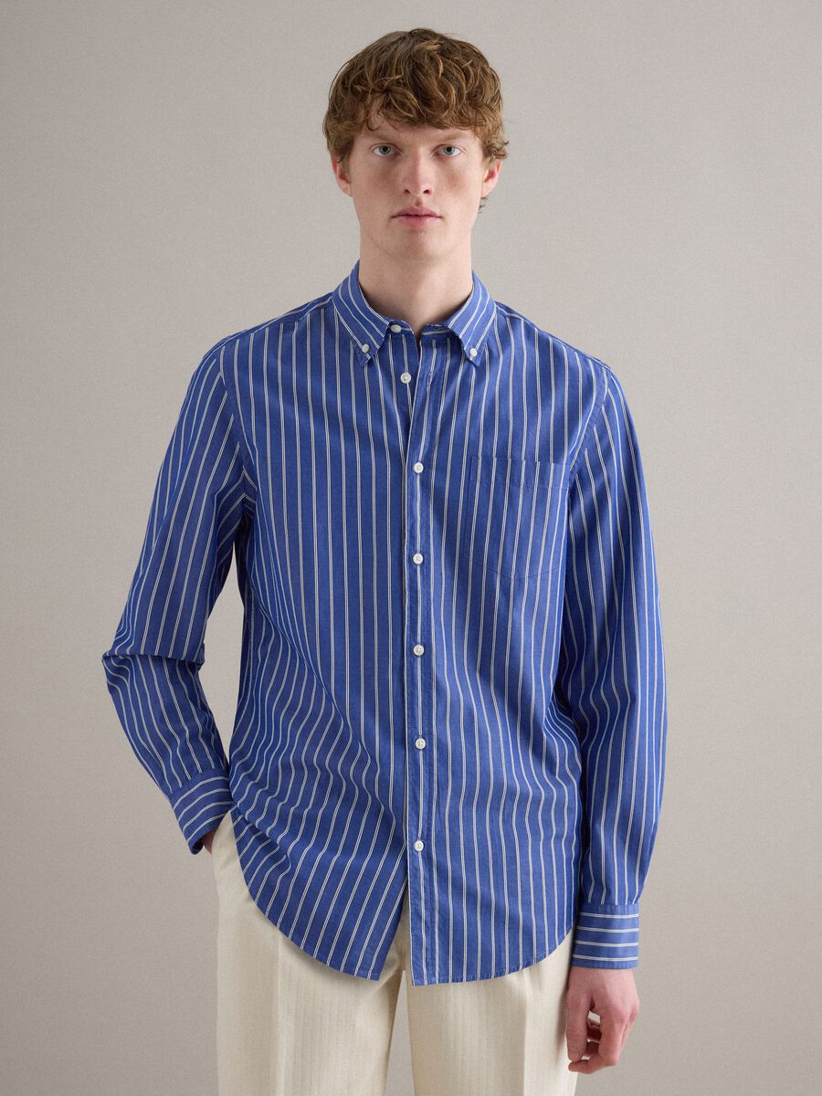 Multicolour striped pure cotton shirt, regular fit_1