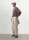 Beige Jogger aus Baumwollmix mit B&uuml;ndchenabschluss und Kordelzug_0