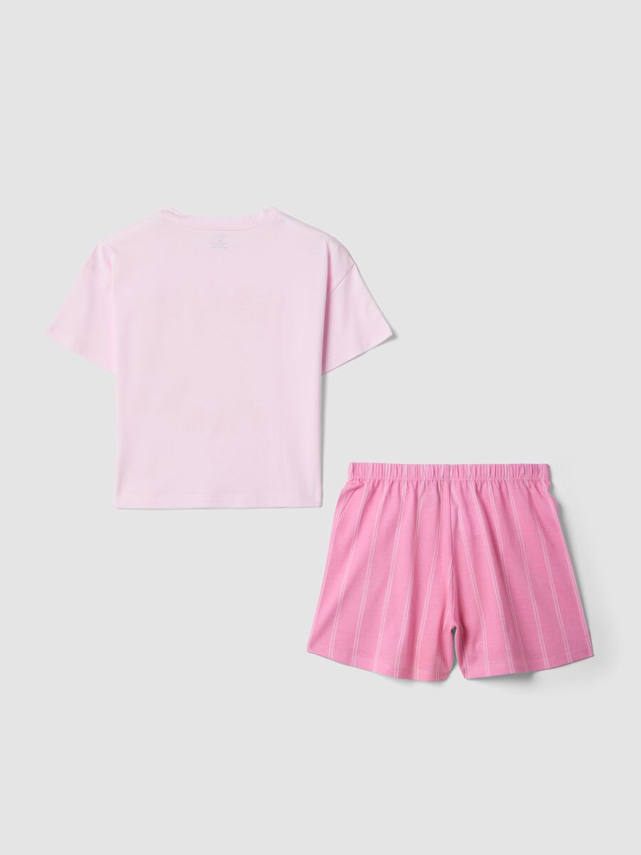 Girls' regular fit pink cotton short pyjamas with print_1