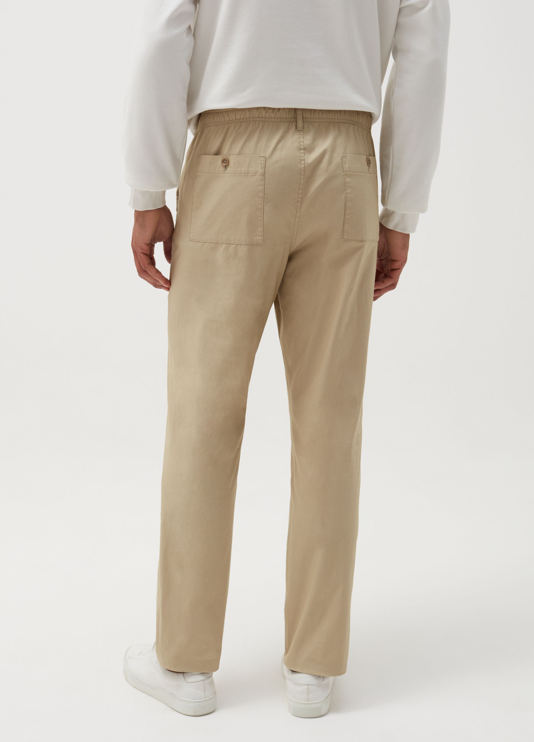 Slim-fit, stretch cotton trousers