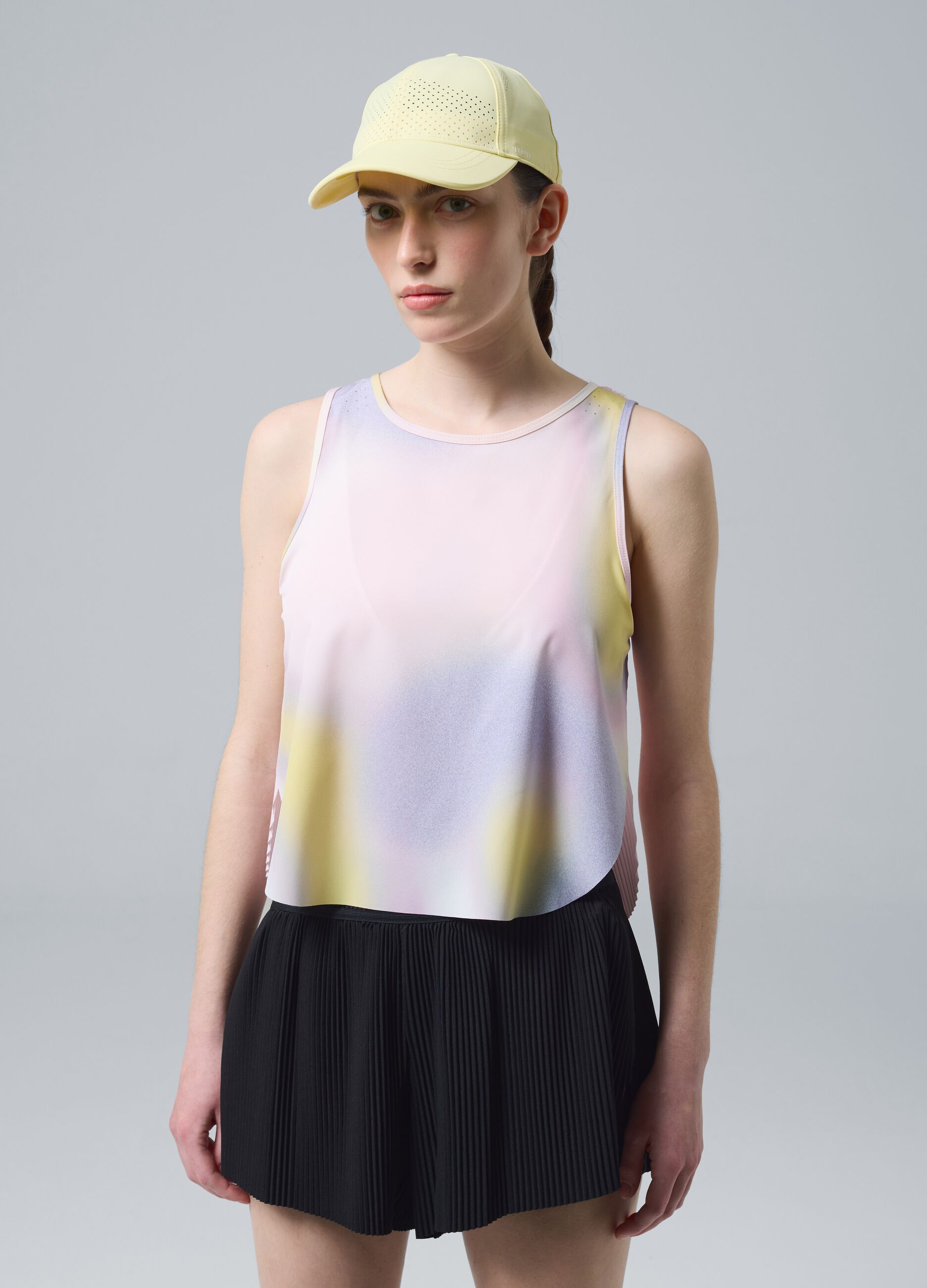 Plissiertes technisches Sporttop ALTAVIA COURT mit Tie-Dye-Effekt
