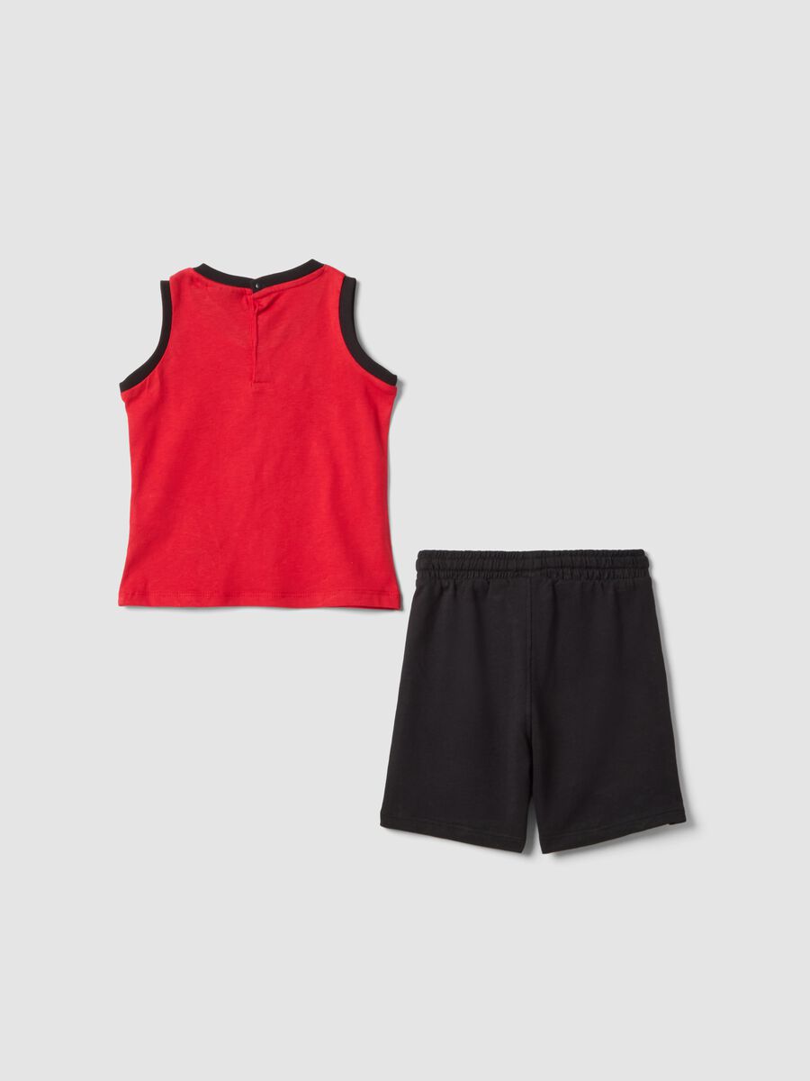 Completo rosso in puro cotone con top e shorts per bimbo regular fit_1