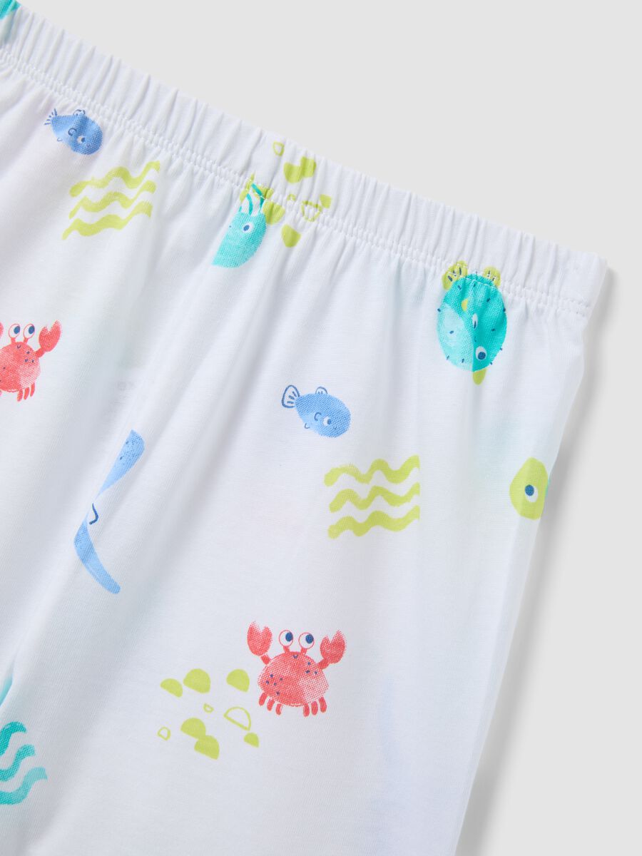 Newborn white pure cotton pyjamas regular fit with marine prints_3