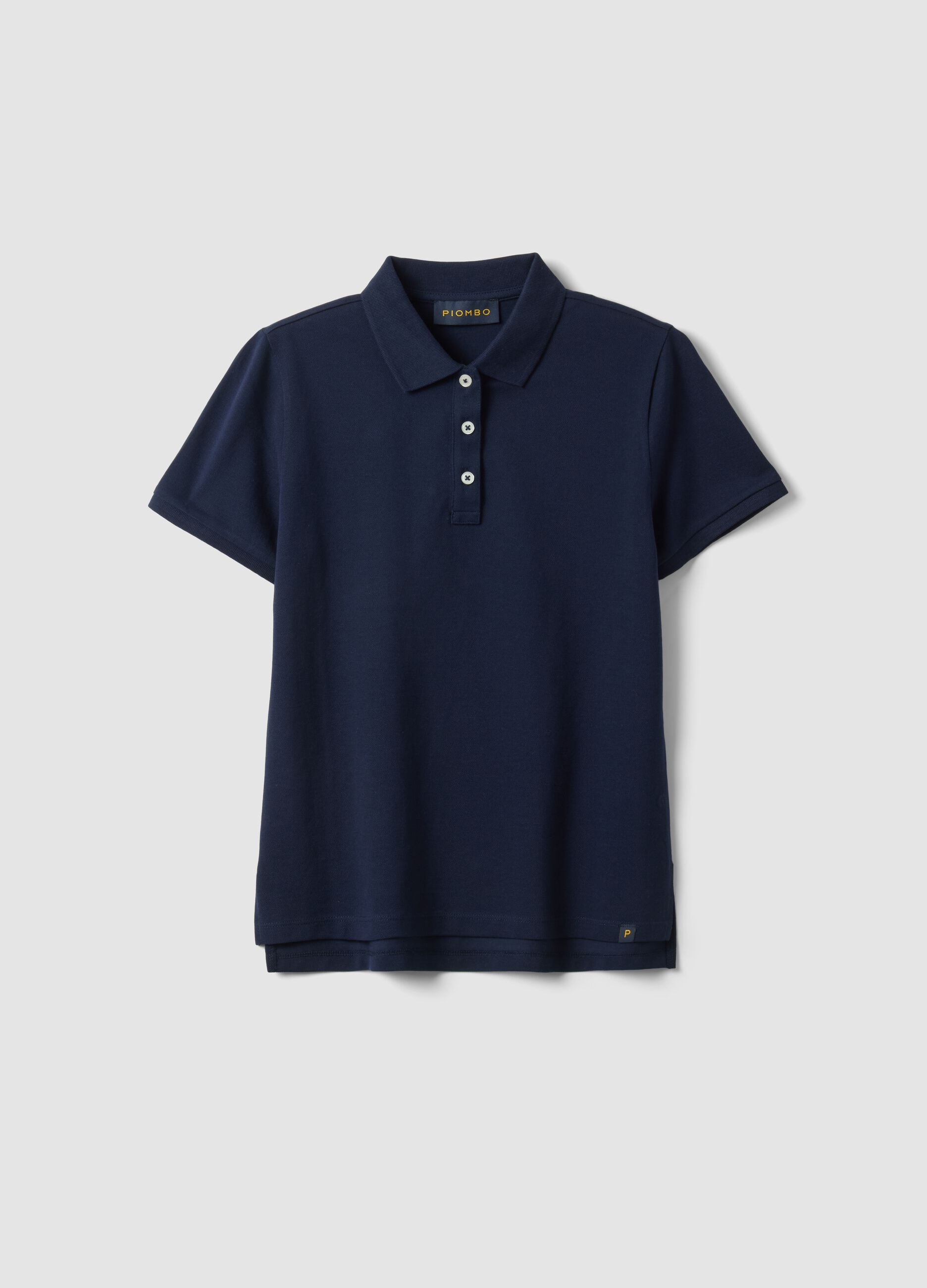 Polo azul de algod&oacute;n org&aacute;nico ajuste regular