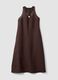 Brown linen-viscose blend V-neck dress, regular fit_0