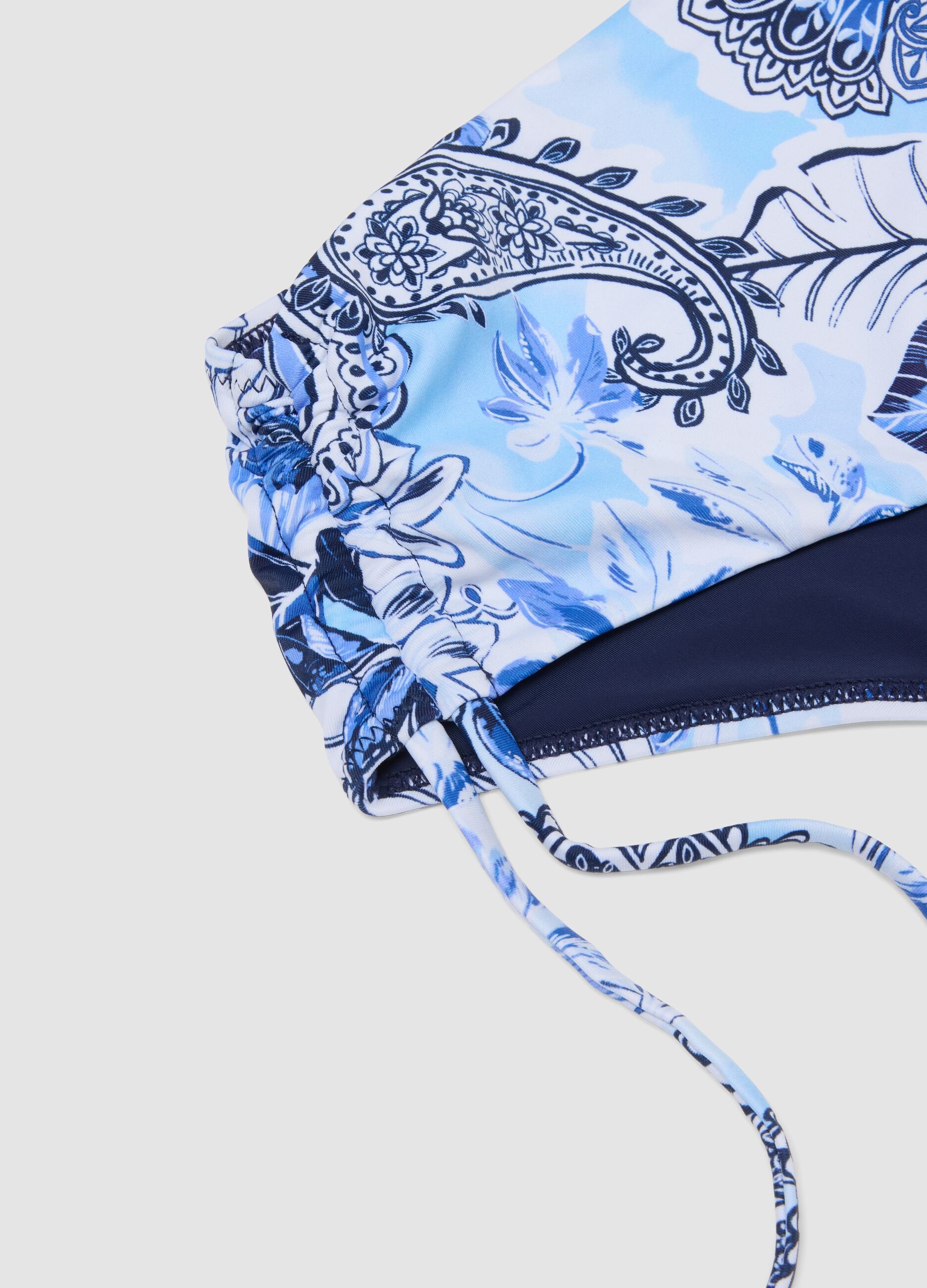 Blue bikini bottoms in stretch fabric with side ties