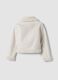 White slim-fit jacket with diagonal zip and shearling-effect trims_1