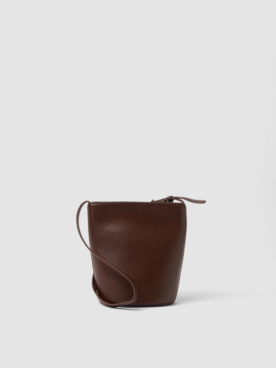Brown bucket bag with adjustable shoulder strap_1