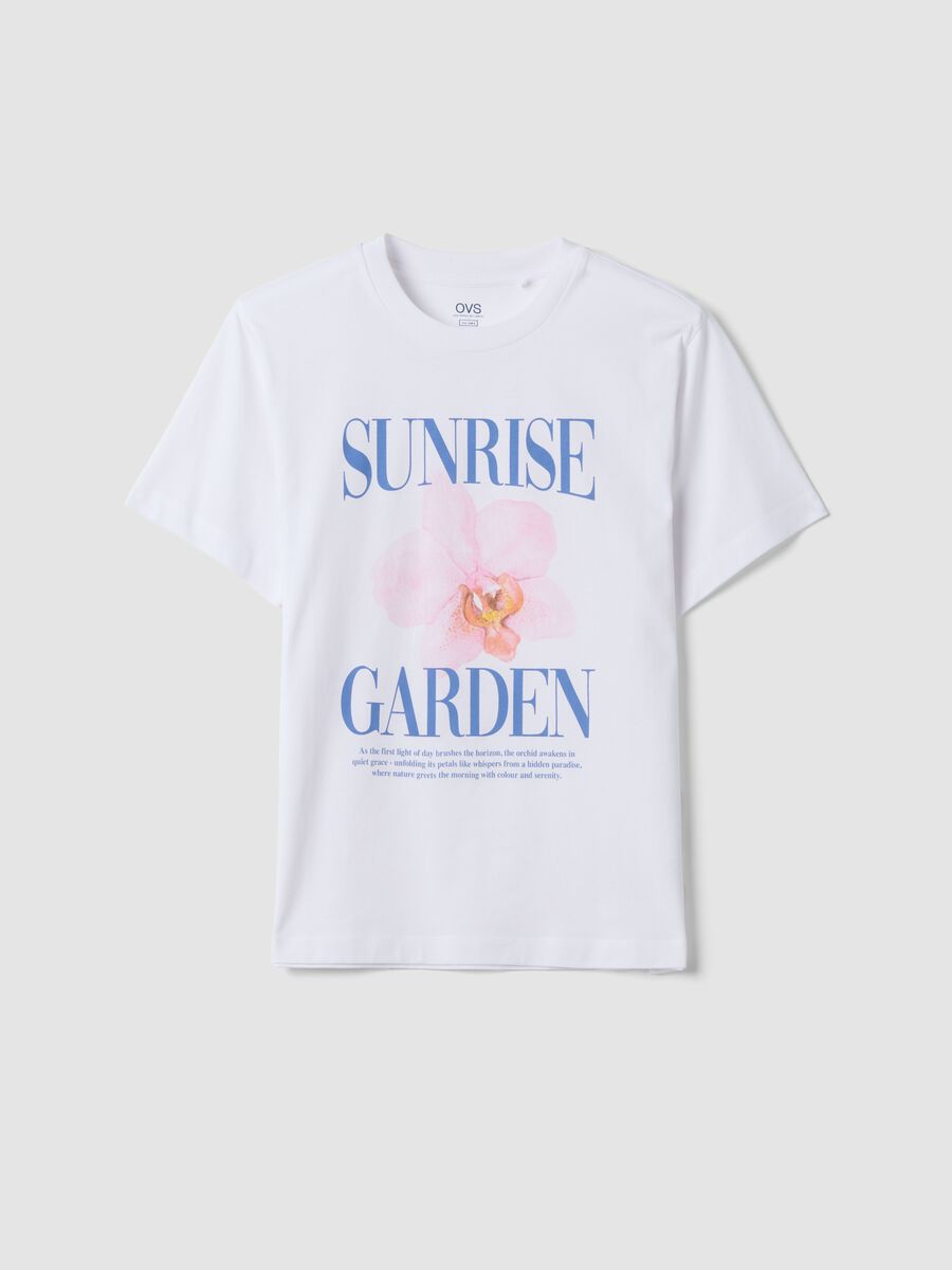 Wei&szlig;es T-Shirt aus reiner Baumwolle mit Blumenprint, Regular Fit_4
