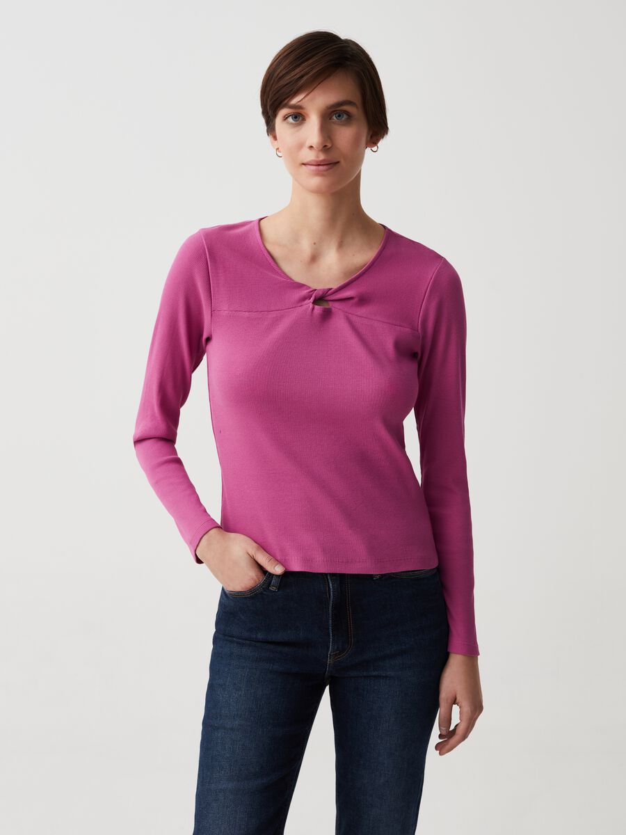 Long-sleeved T-shirt with knot_0