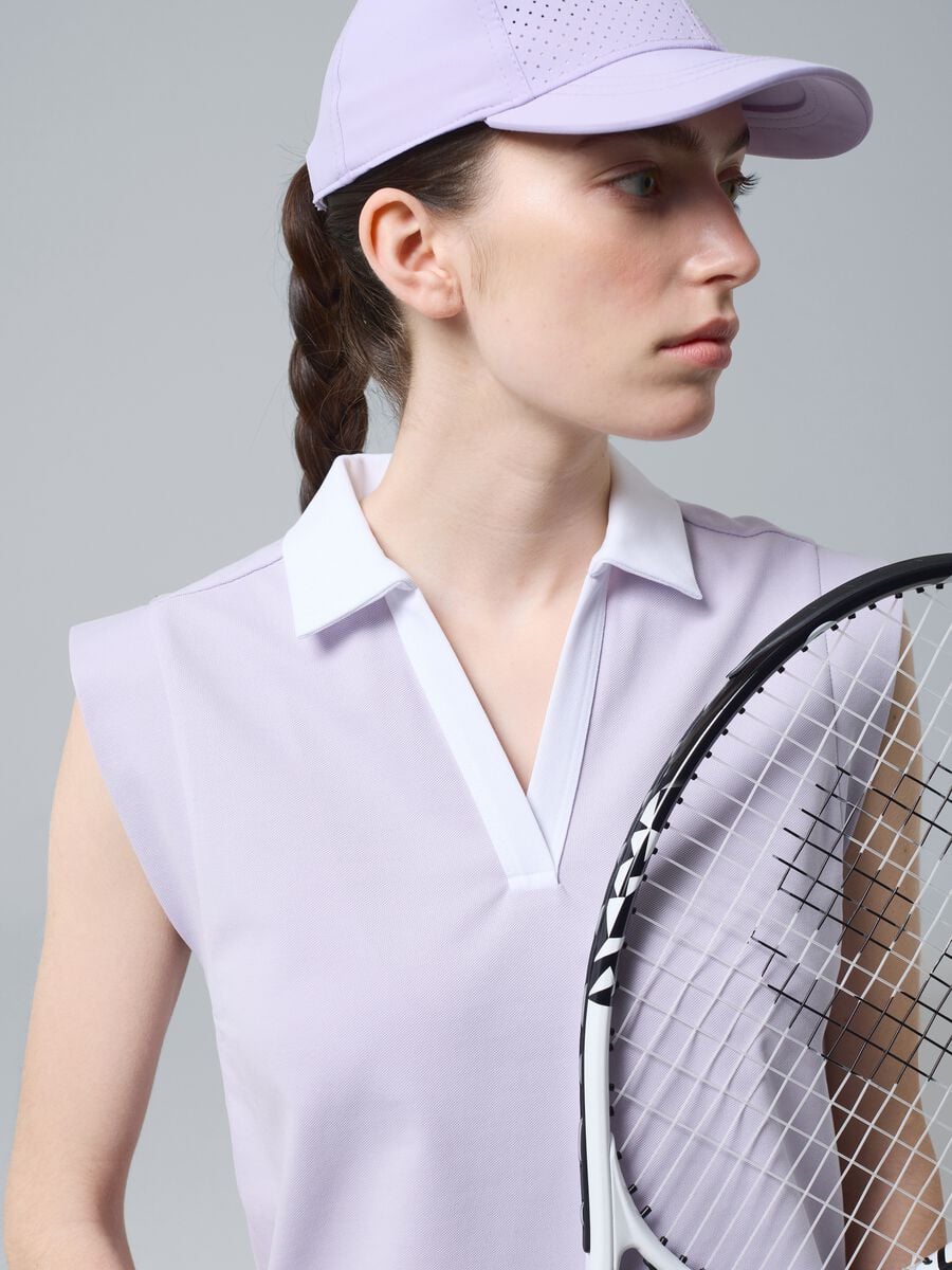 Purple sleeveless ALTAVIA COURT polo in stretch cotton with classic collar_2
