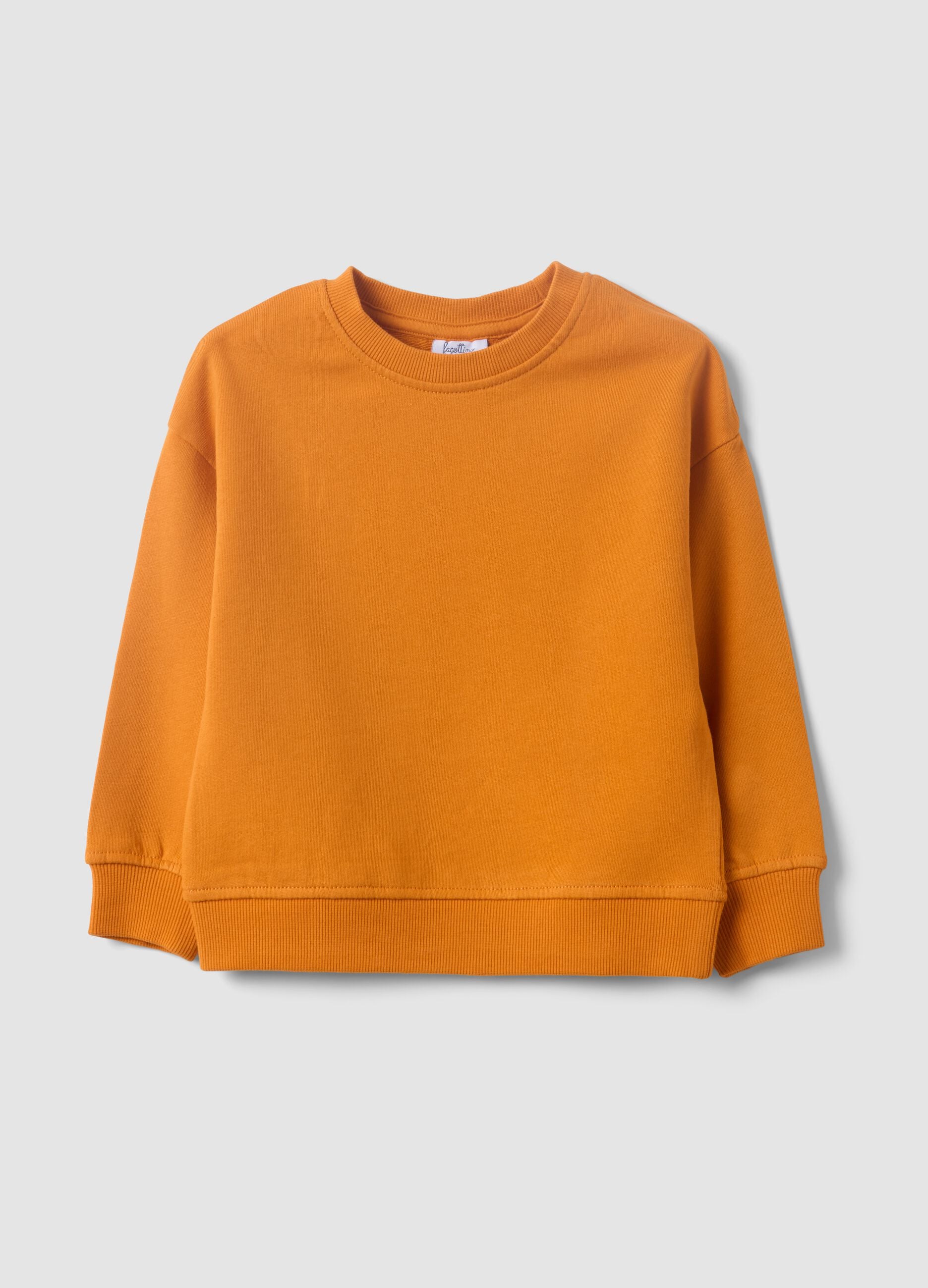 Orangefarbenes Oversize-Sweatshirt aus reiner Bio-Baumwolle f&uuml;r Jungen