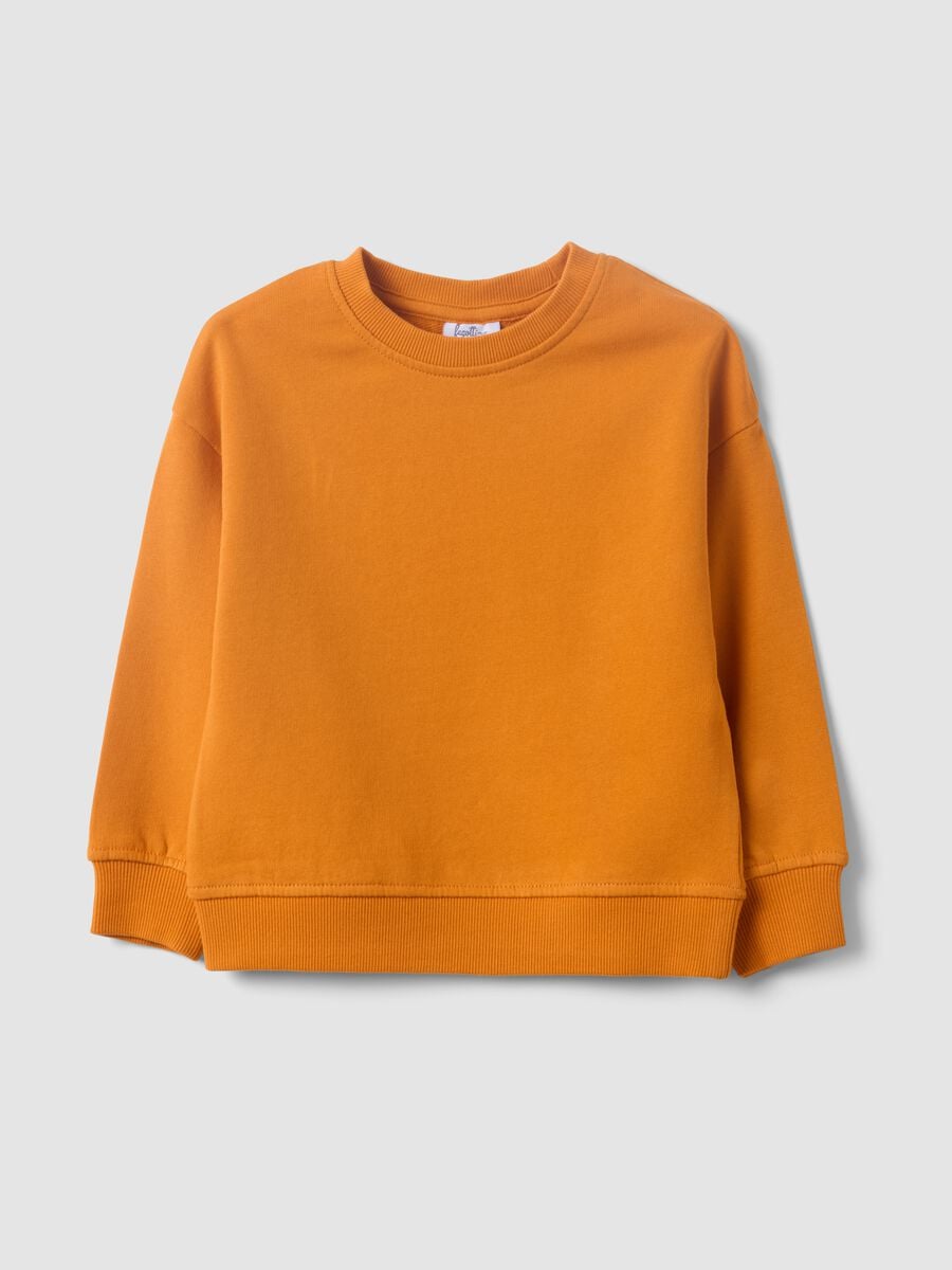 Orange oversized sweatshirt in pure organic cotton for boys_0