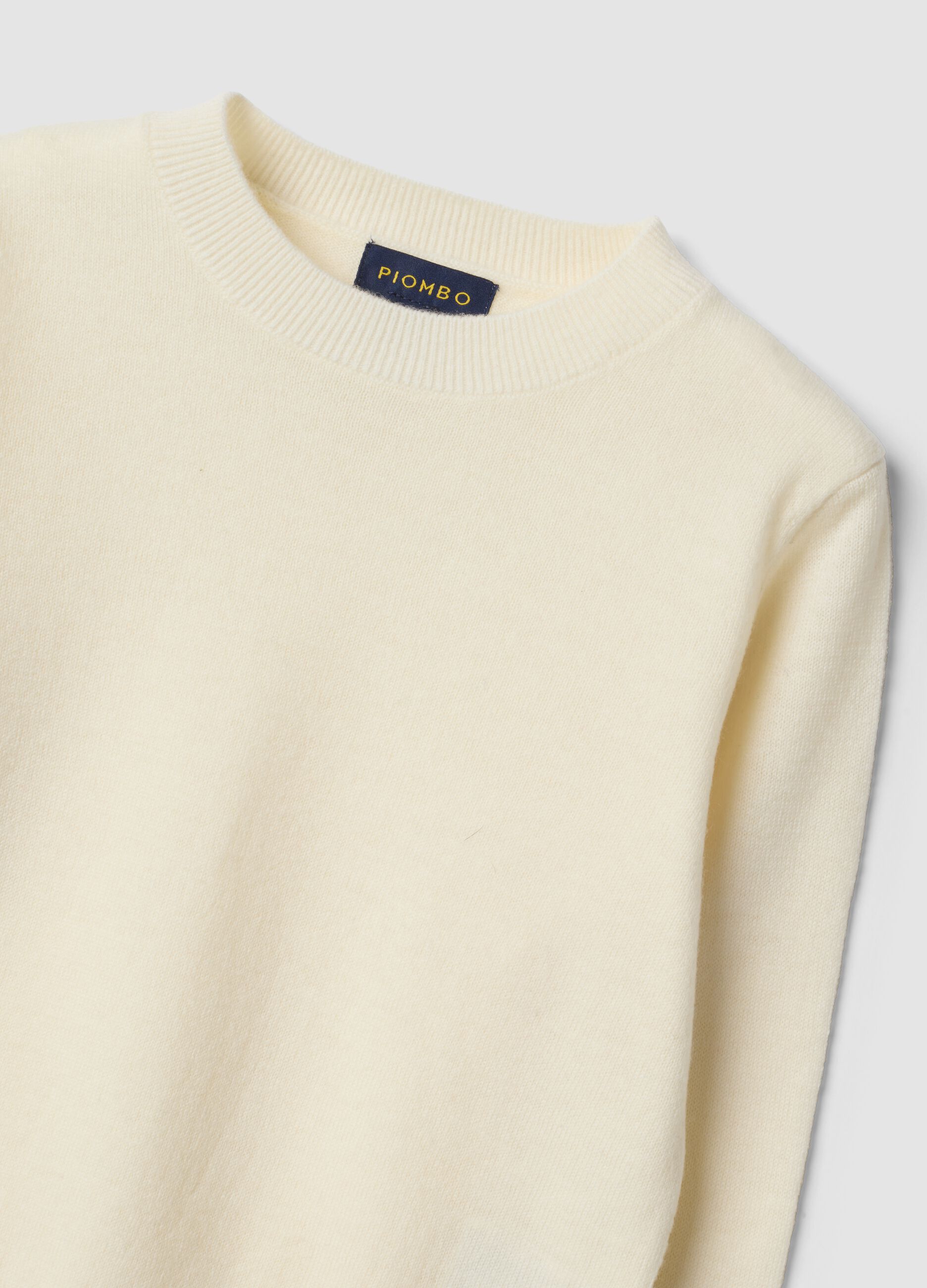 Maglione bianco in pura lana a maniche lunghe regular fit