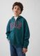 Green cotton-blend kids' hoodie with logo, zip and hood_0