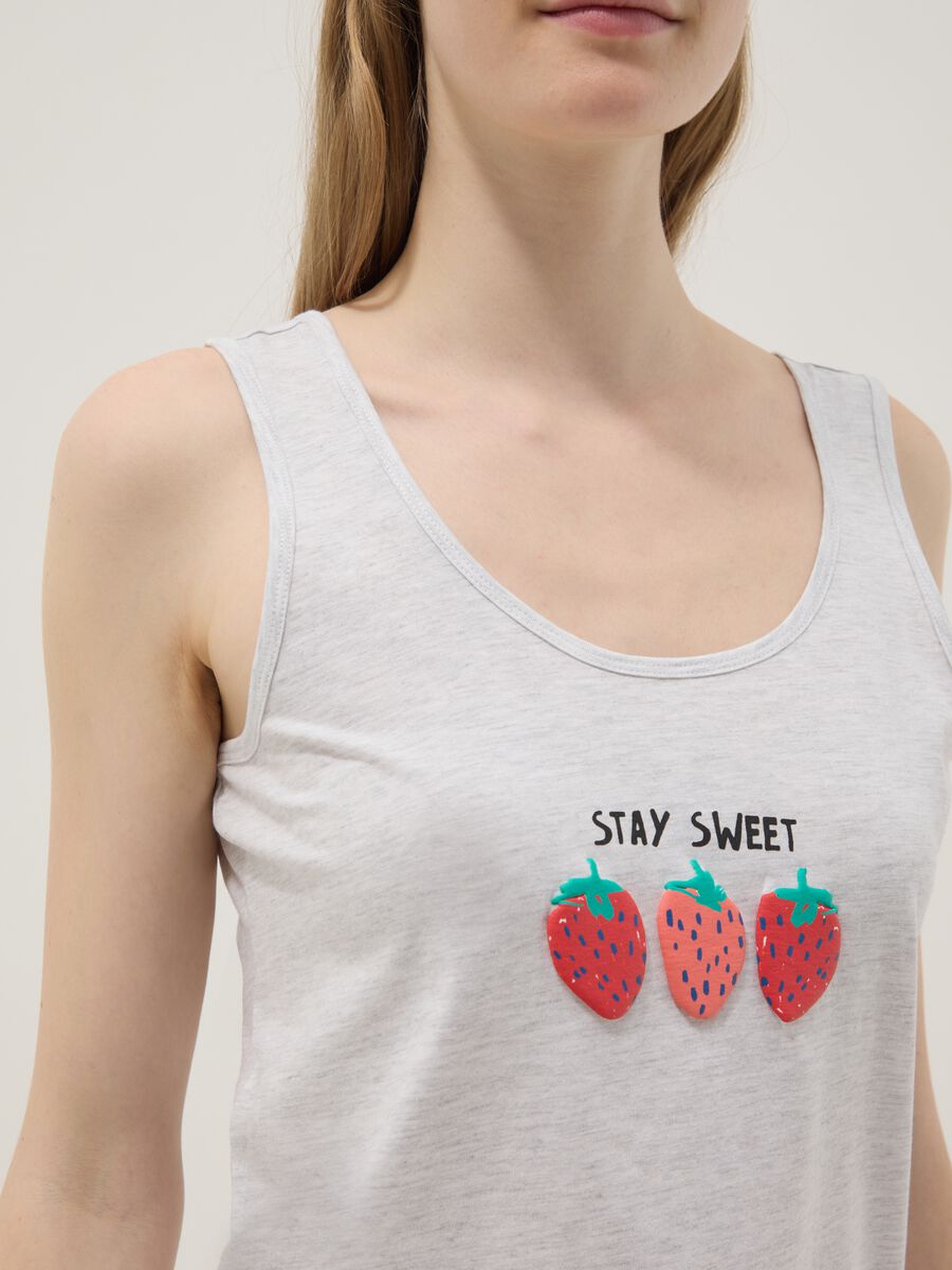 Grey stretch cotton pyjama regular fit with strawberries_3