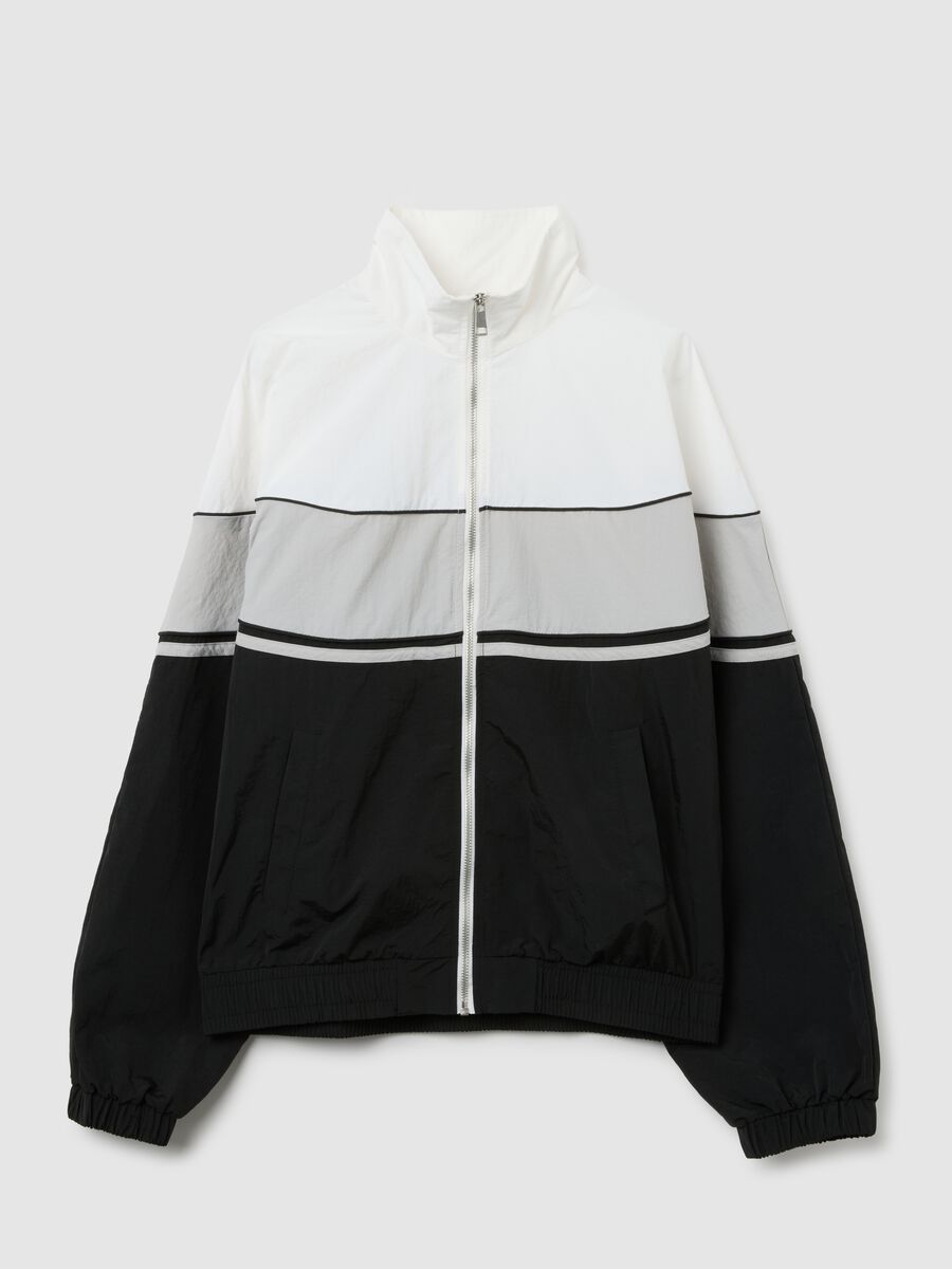 Multicolour striped relaxed fit zip hoodie_4