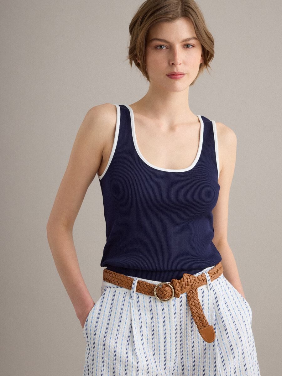 Blaues Tanktop aus reiner Baumwolle_0