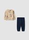Beige pure cotton crew-neck set_1