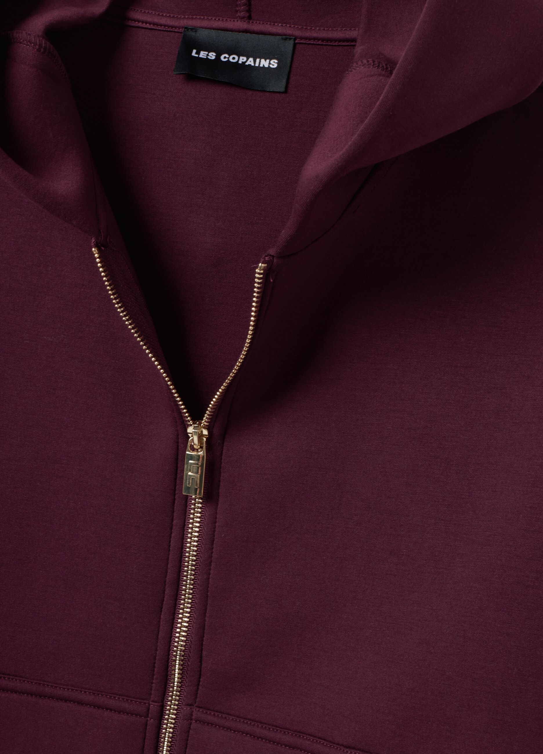 Burgundy stretch viscose full-zip sweatshirt, oversized fit