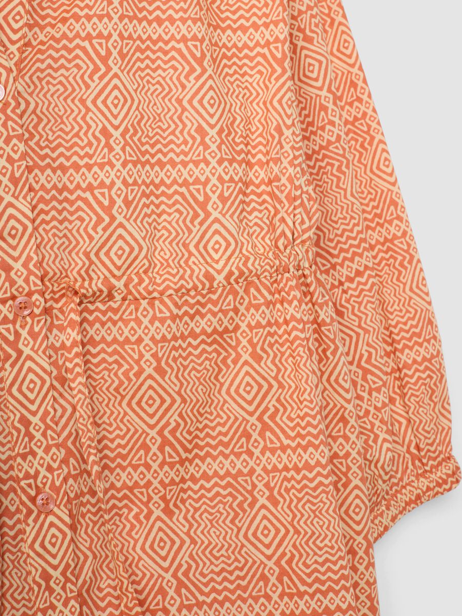 Orange maternity dress in pure cotton with geometric print_5