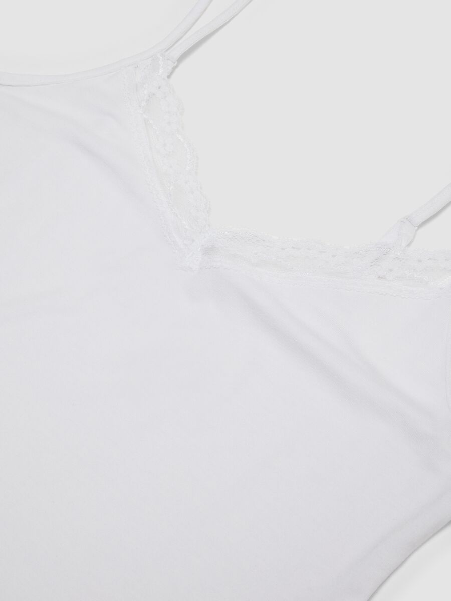 White stretch viscose camisole with deep V-neck lace trim_2
