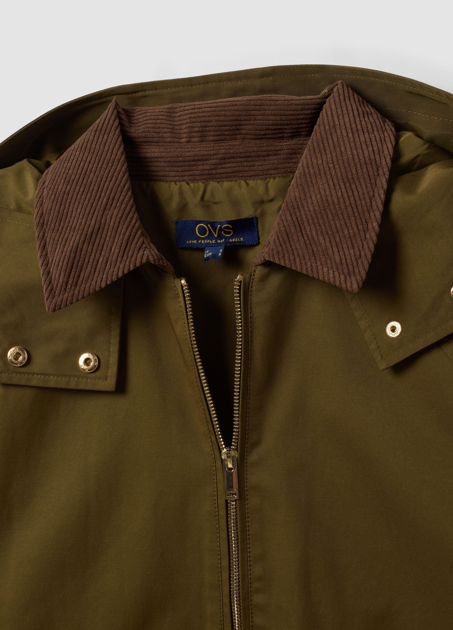 Gr&uuml;ne Parka-Jacke aus Baumwollmix mit Kapuze und Rippkragen