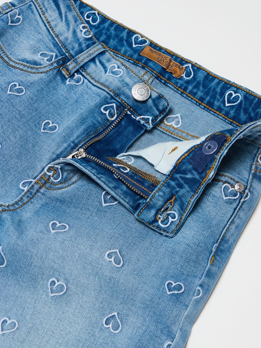 Culotte jeans with hearts embroidery_2