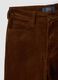 Pantaloni marroni in cotone elasticizzato a coste straight fit_1