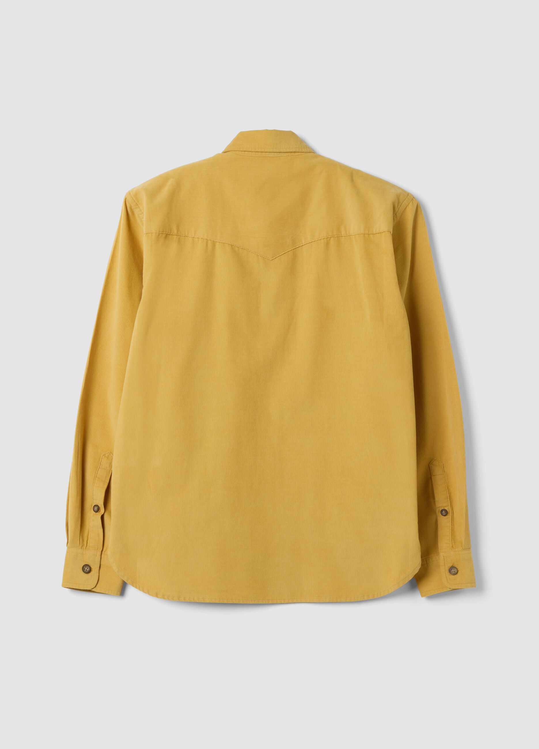 Camicia gialla in puro cotone a coste regular fit