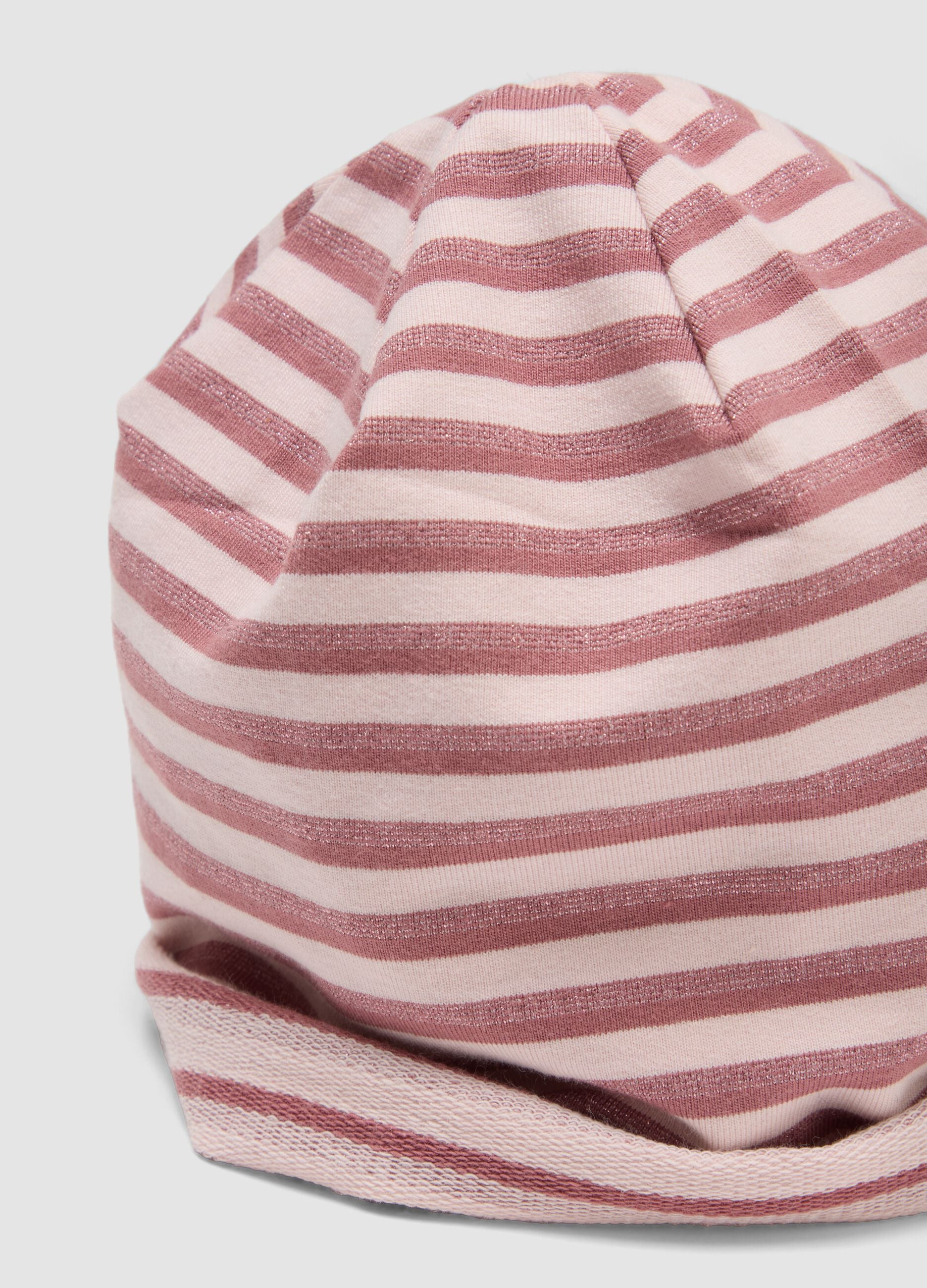 Pink striped organic stretch-cotton hat for baby girl