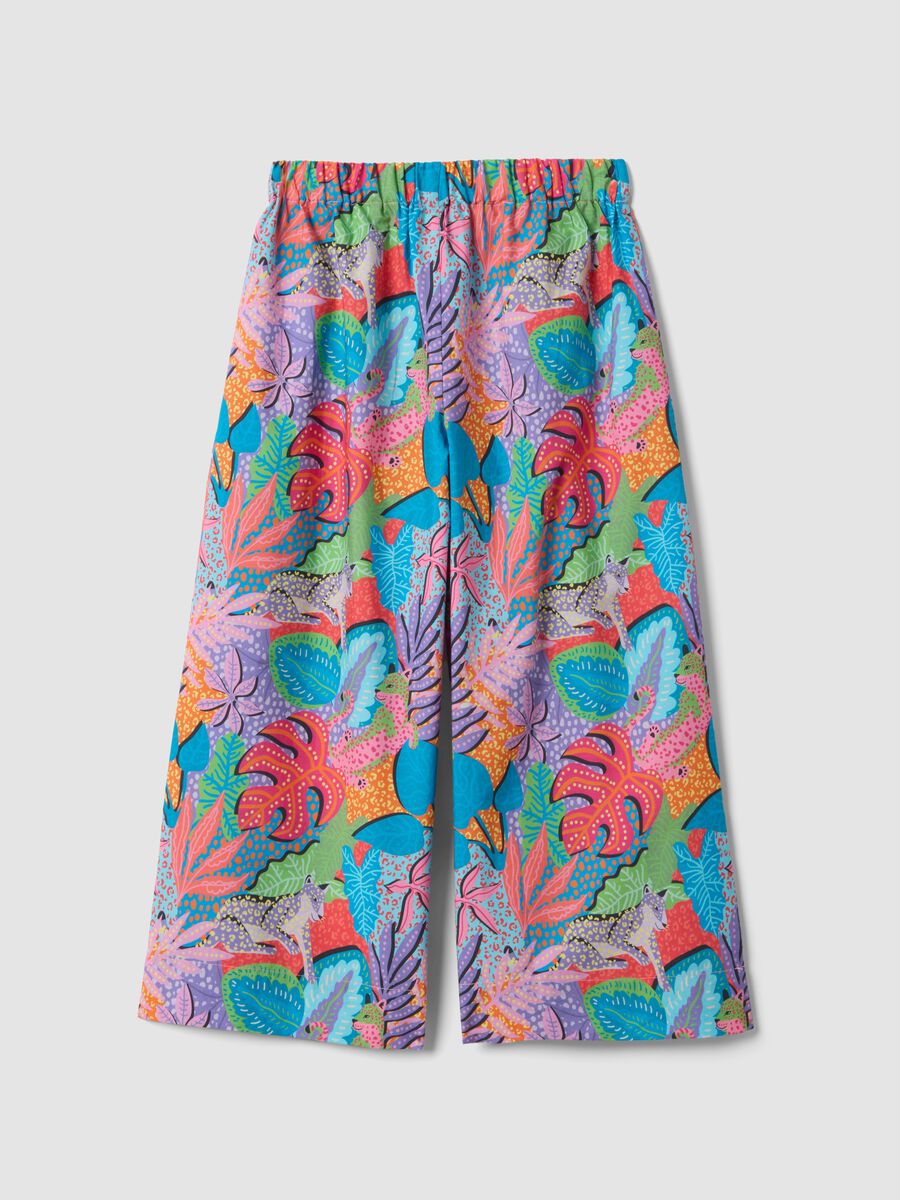 Multicoloured pure cotton palazzo trousers_1