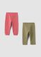 2-pack of multicolour stretch cotton joggers for baby girl_1