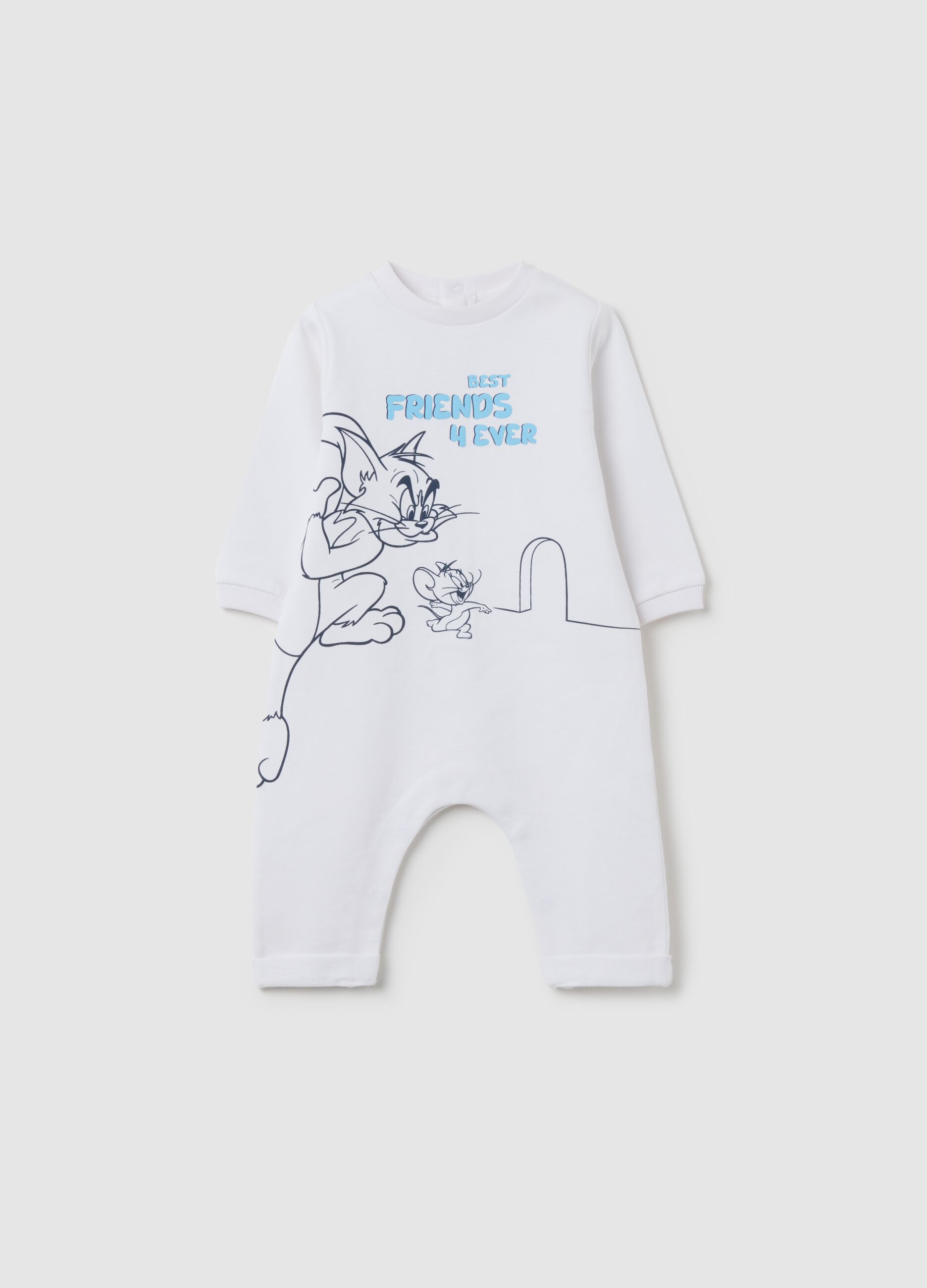 White pure cotton baby onesie with print