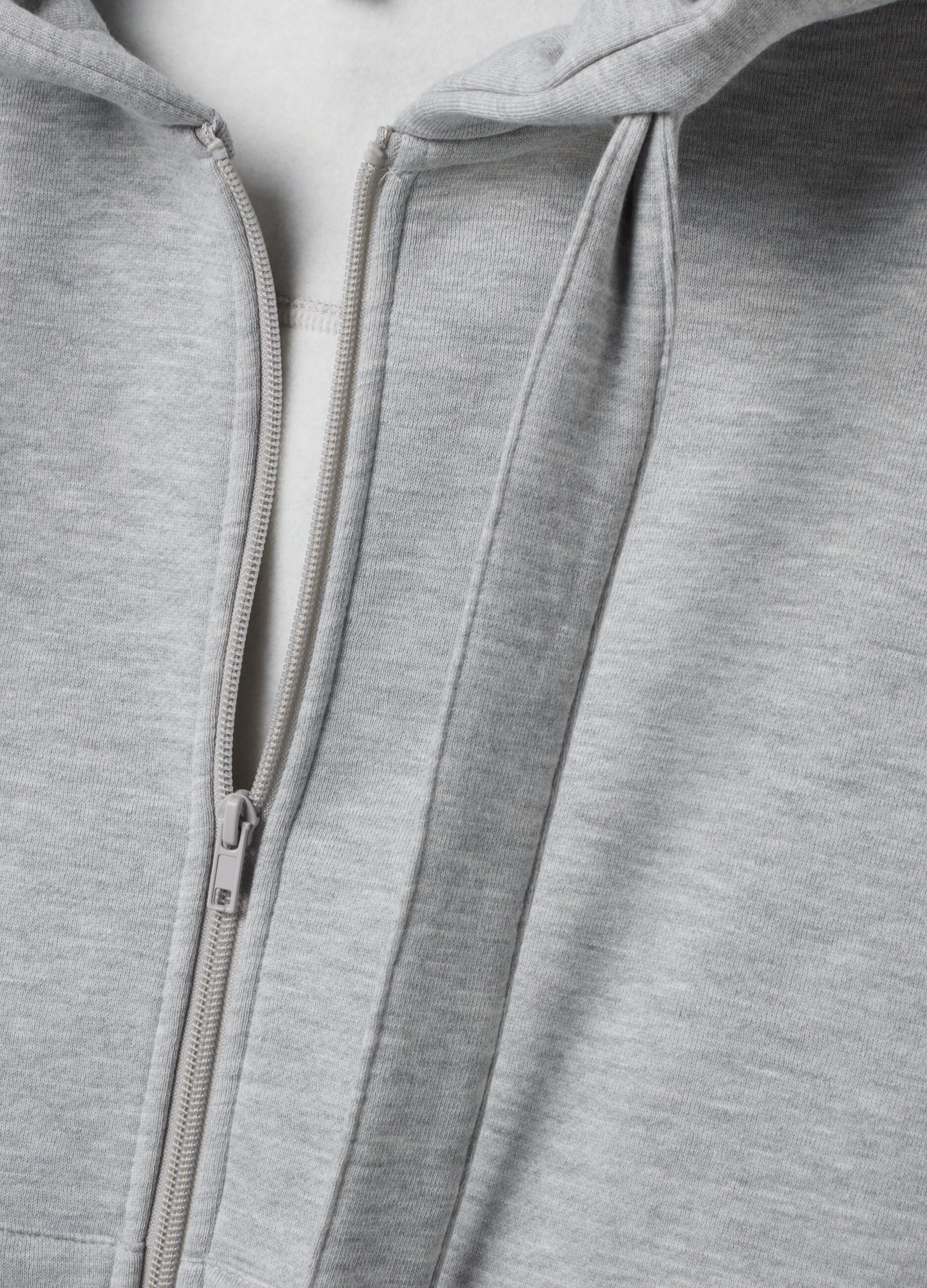 Grey marl hoodie with knotted drawstrings, regular fit