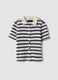 Blue and white striped stretch cotton crochet polo shirt_4