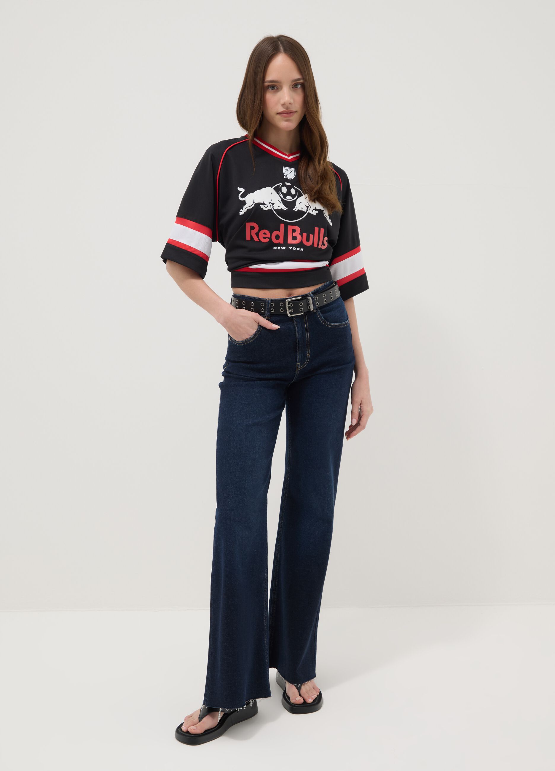 T-shirt multicolor de algod&atilde;o puro com ajuste oversize Red Bulls