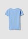 Girls&rsquo; light blue pure organic cotton T-shirt with print and glitter_1