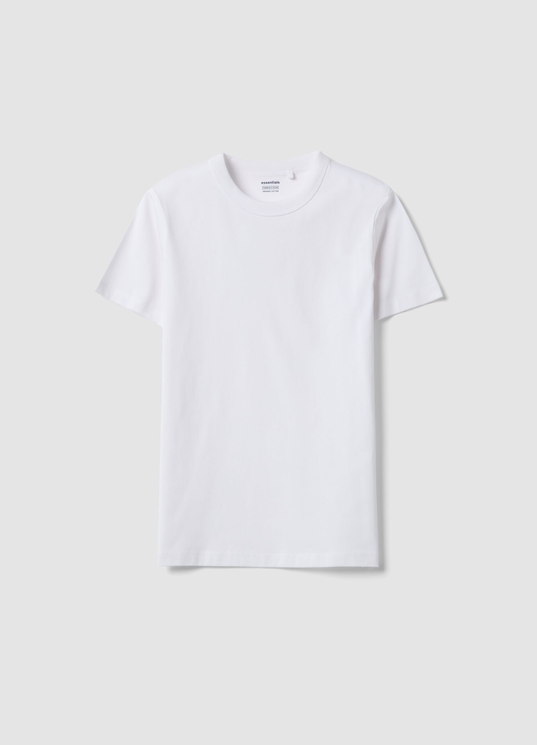 White pure cotton boys&rsquo; T-shirt, regular fit