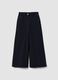 Navy stretch cotton wide-leg trousers_4