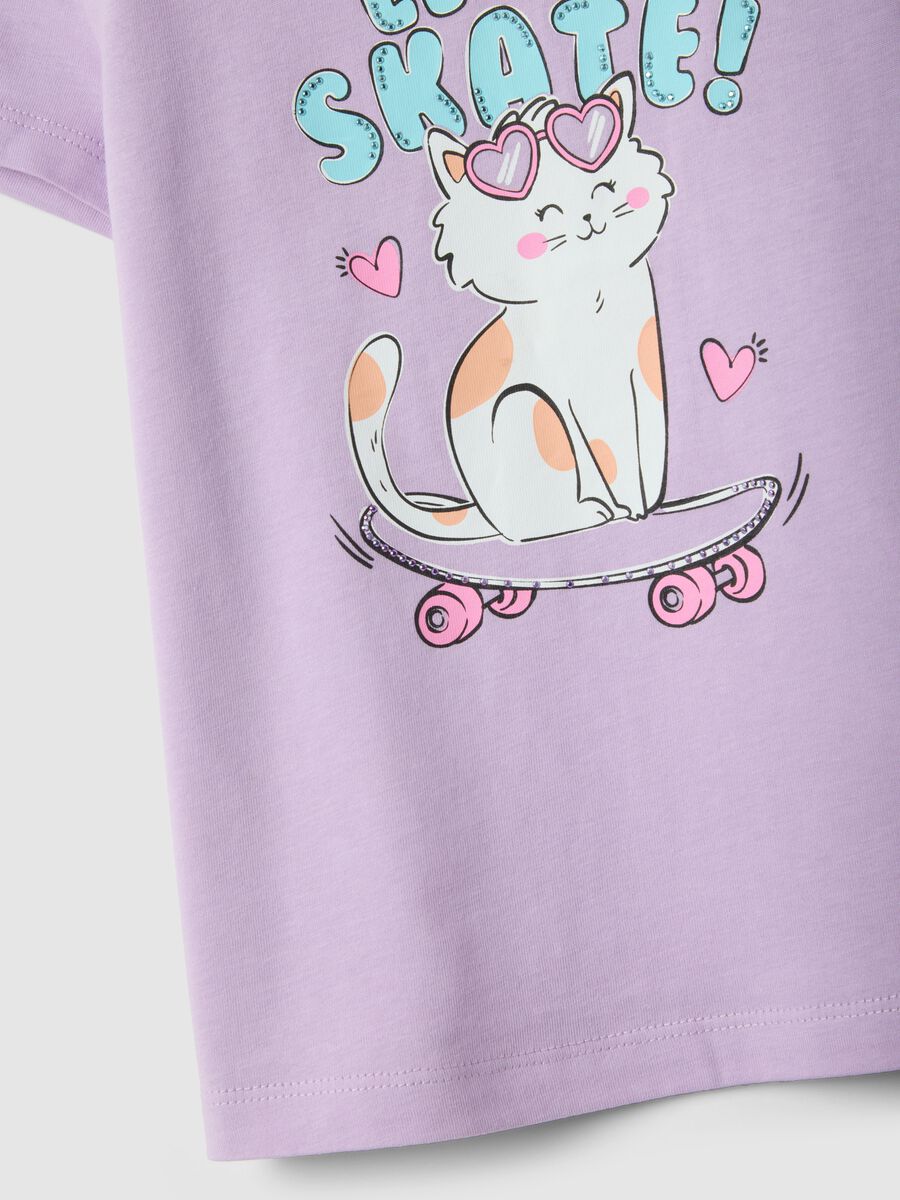 Girls' regular fit pure cotton violet T-shirt with print_3