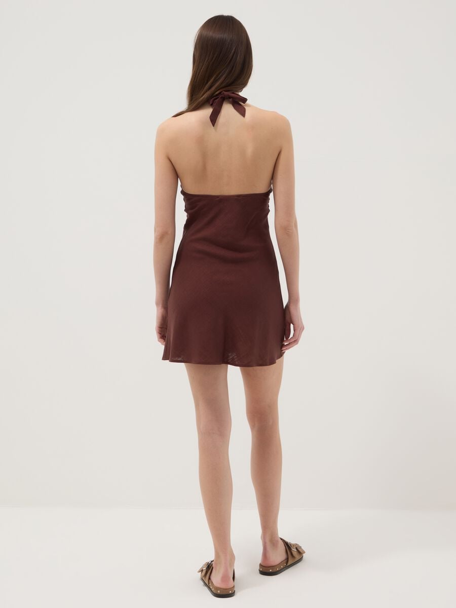 Braunes Mini-Kleid aus Viskose-Leinen-Mix, Regular Fit_2